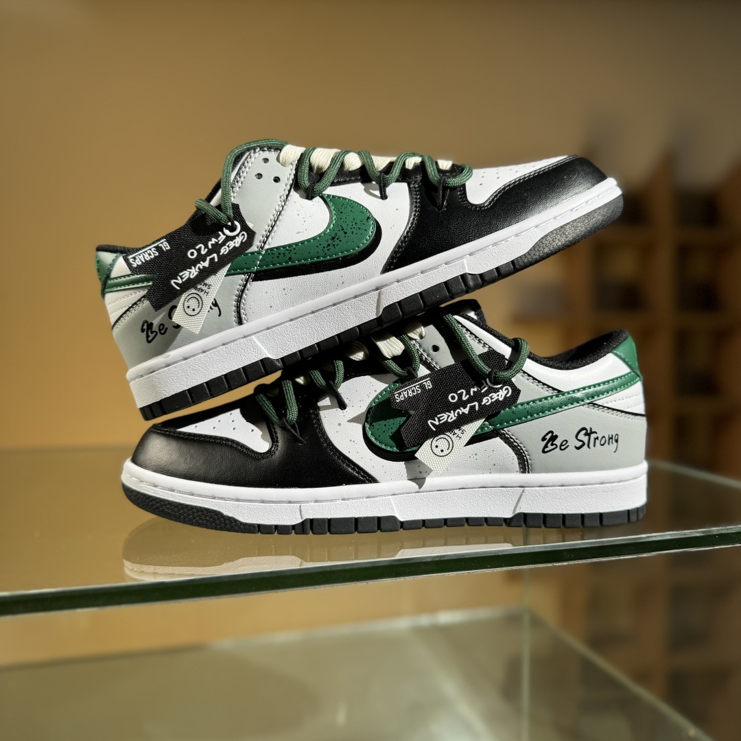 220 Nike SB Dunk Low 白绿 绑带 低帮休闲板鞋 DD1391-100