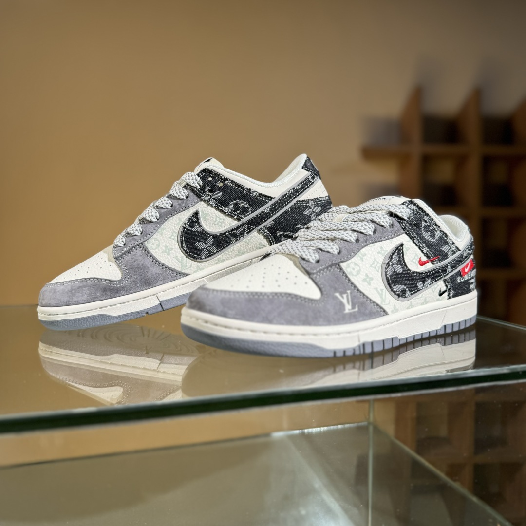 280 Nike SB Dunk Low x Louis Vuitt灰白黑牛仔双小勾满天星  YX5066-387