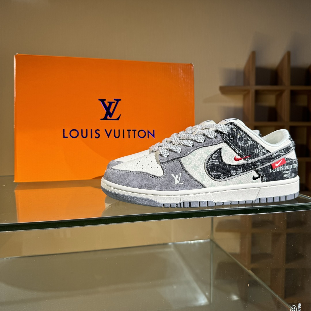 280 Nike SB Dunk Low x Louis Vuitt灰白黑牛仔双小勾满天星  YX5066-387