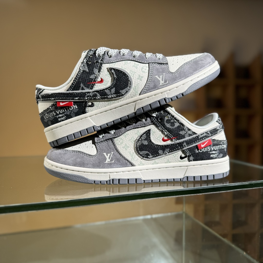 280 Nike SB Dunk Low x Louis Vuitt灰白黑牛仔双小勾满天星  YX5066-387