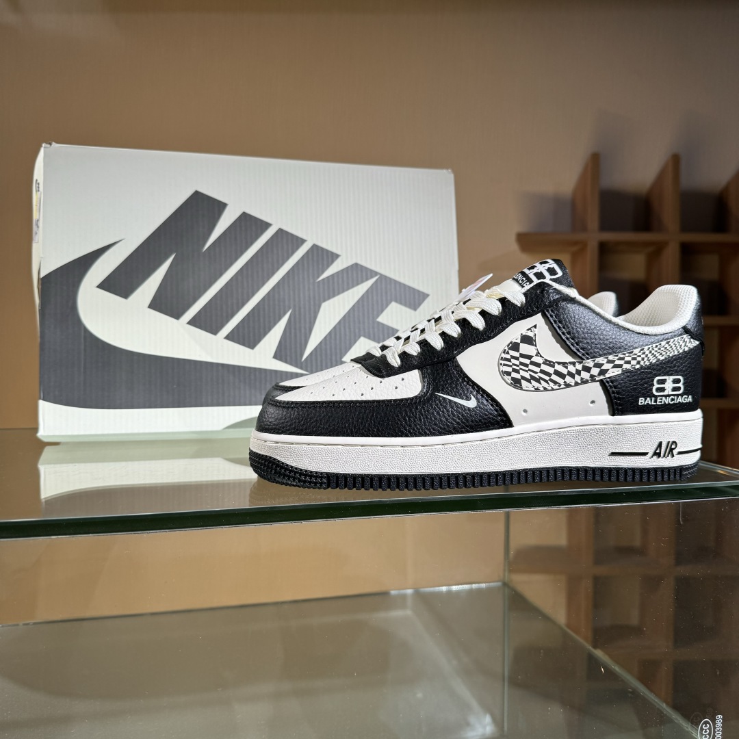 260 Nike Air Force 1'07 Low 巴黎世家联名 米黑创意勾 空军一号低帮休闲板鞋 HJ3318-003
