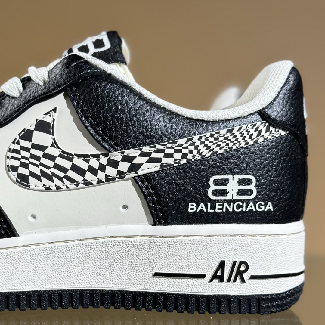 260 Nike Air Force 1'07 Low 巴黎世家联名 米黑创意勾 空军一号低帮休闲板鞋 HJ3318-003