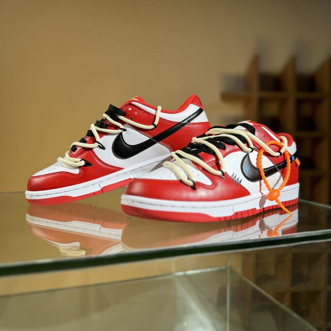 220 Nike SB Dunk Low 白黑红 绑带 低帮休闲板鞋 DD1391-602