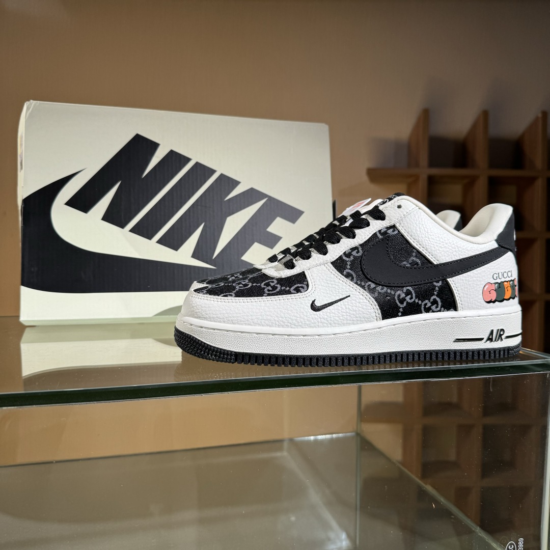 260 Nike Air Force 1'07 Low 古驰联名 白黑织布 空军一号低帮休闲板鞋 SC0601-571
