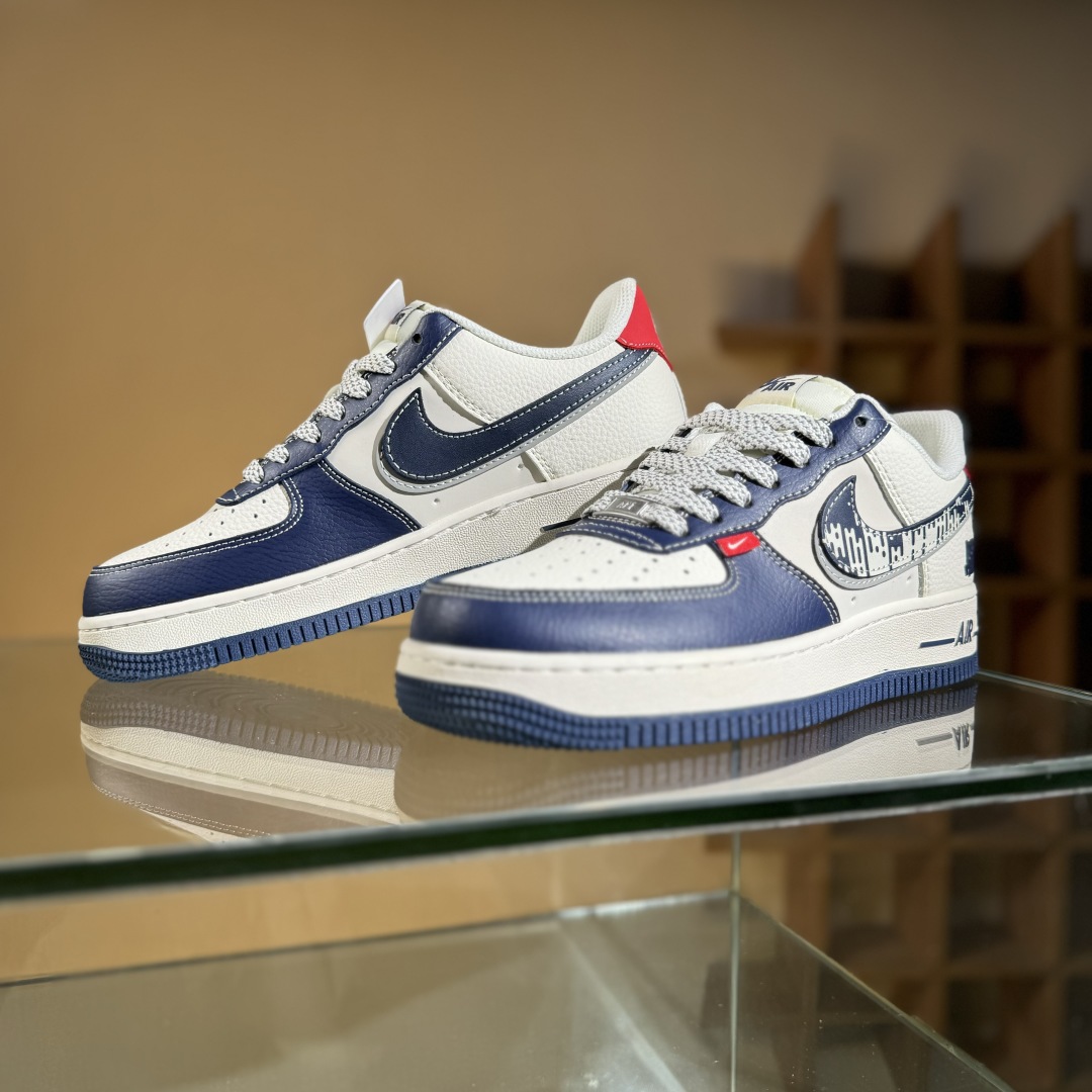 260 Nike Air Force 1'07 Low UN联名 多彩蓝红拼接 空军一号低帮休闲板鞋 JP8028-005
