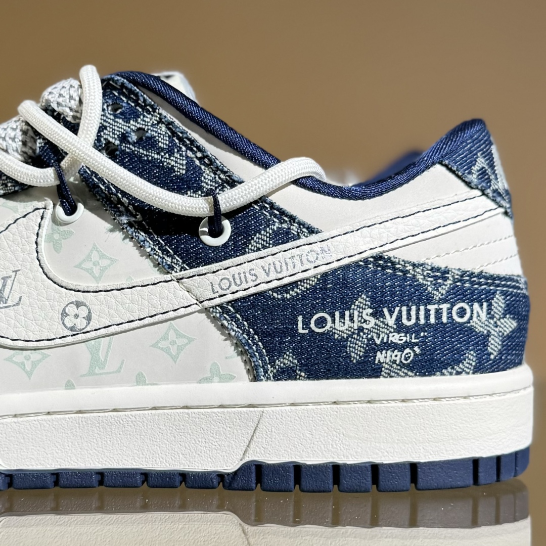 300 Nike SB Dunk Low LV联名 蓝暗花抽绳  低帮休闲板鞋 YX5066-376