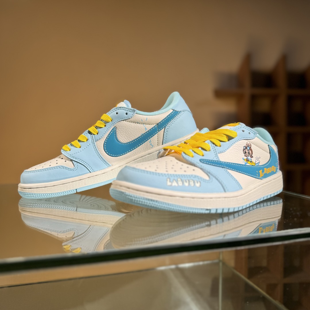 280 Travis Scott x Nike Air Jordan 1 Low x LABUBU Air Jordan 1 Low 反转蓝白拉布布倒钩  LD2028-054
