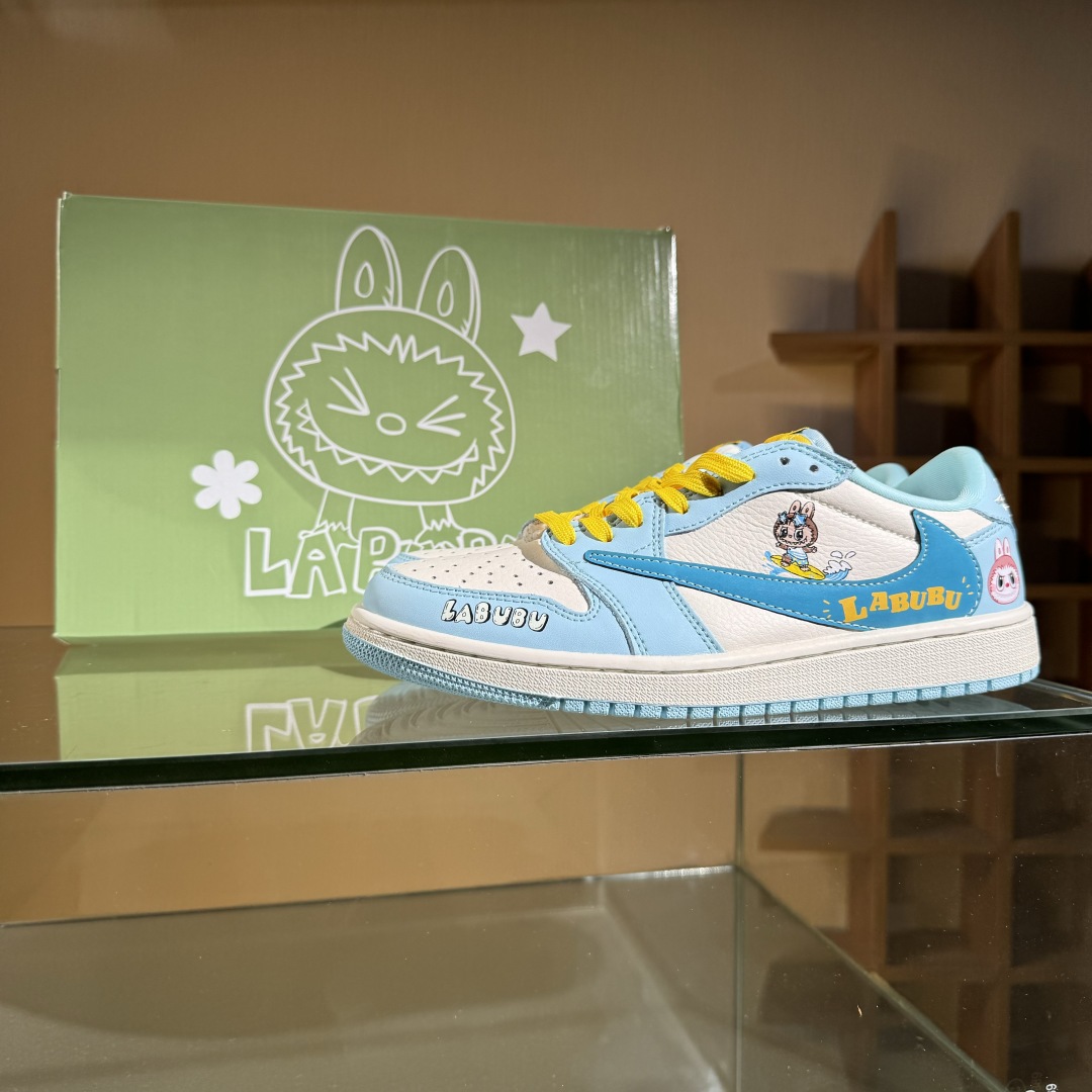 280 Travis Scott x Nike Air Jordan 1 Low x LABUBU Air Jordan 1 Low 反转蓝白拉布布倒钩  LD2028-054