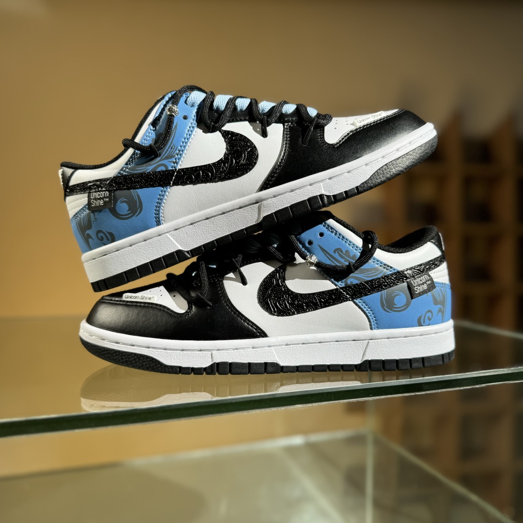 220 Nike SB Dunk Low 白黑蓝 绑带 低帮休闲板鞋 DD1391-100