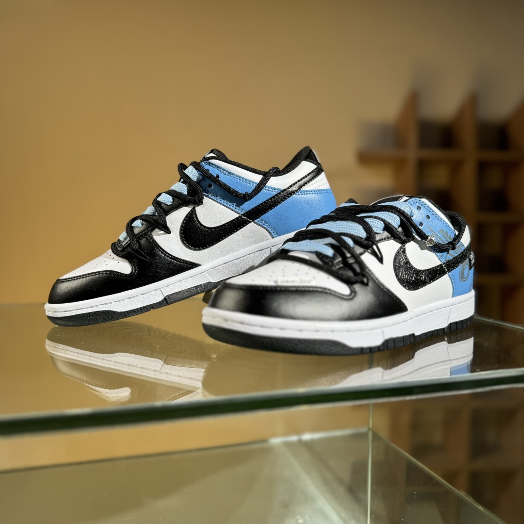 220 Nike SB Dunk Low 白黑蓝 绑带 低帮休闲板鞋 DD1391-100