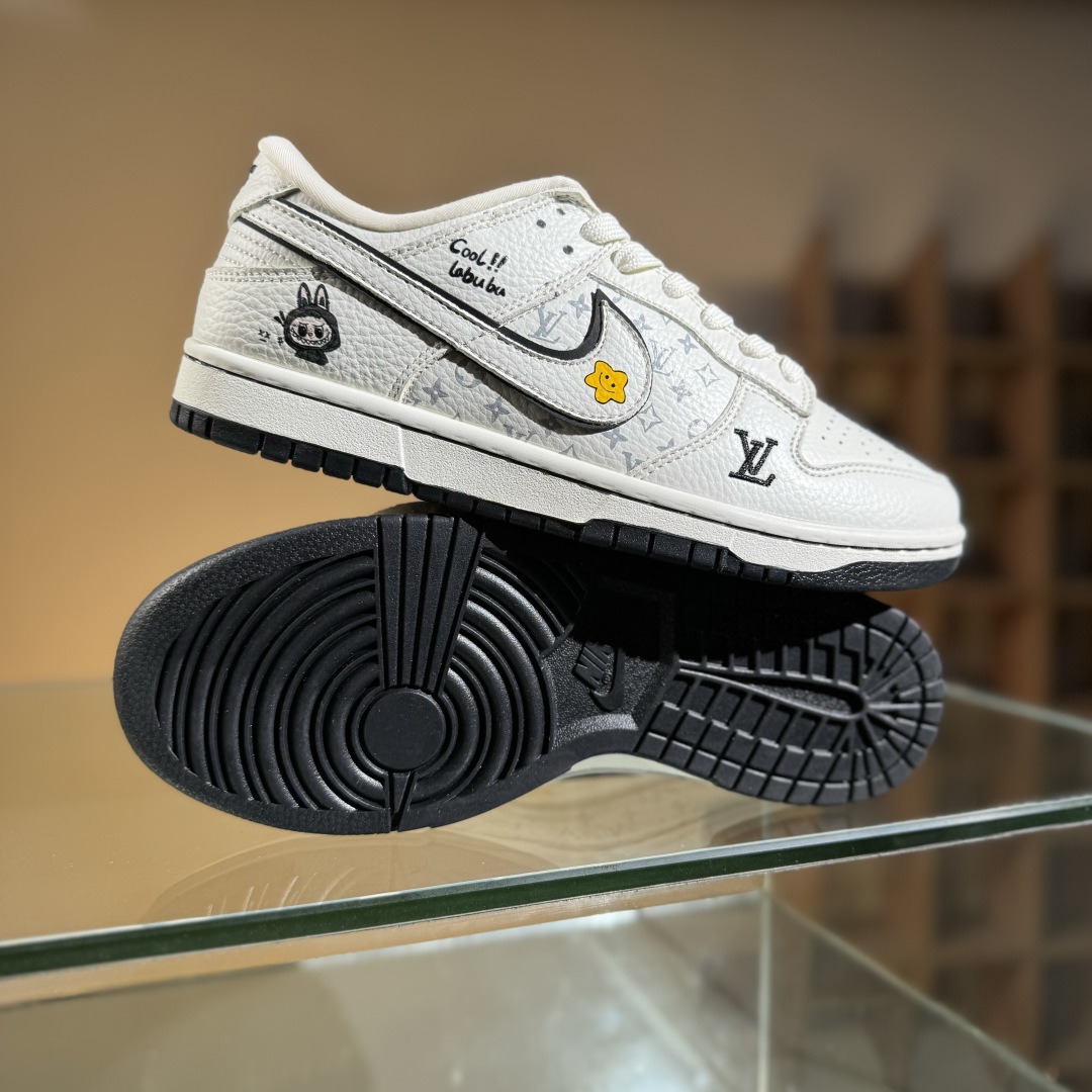 280 Nike SB Dunk Low LV拉布布 三方联名 白碳黑 高端定制 低帮休闲板鞋 SC0601-455