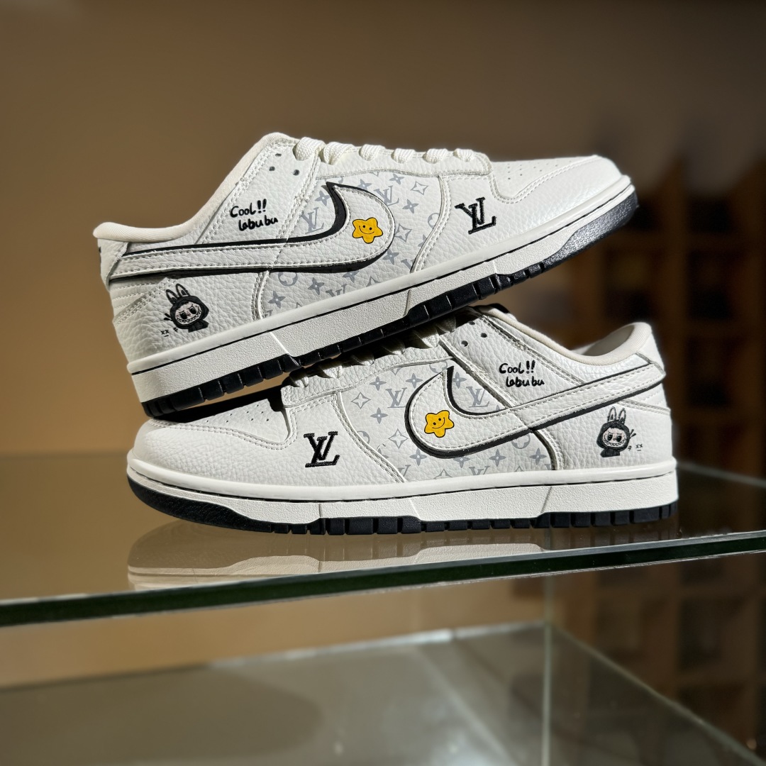 280 Nike SB Dunk Low LV拉布布 三方联名 白碳黑 高端定制 低帮休闲板鞋 SC0601-455