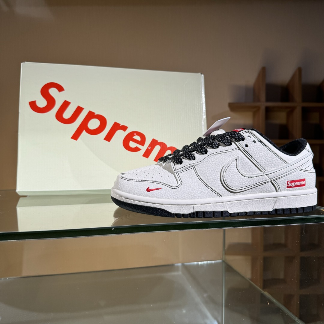 280 Nike SB Dunk Low Supreme联名 米黑线小红勾 高端定制 低帮休闲板鞋 HH7518-098