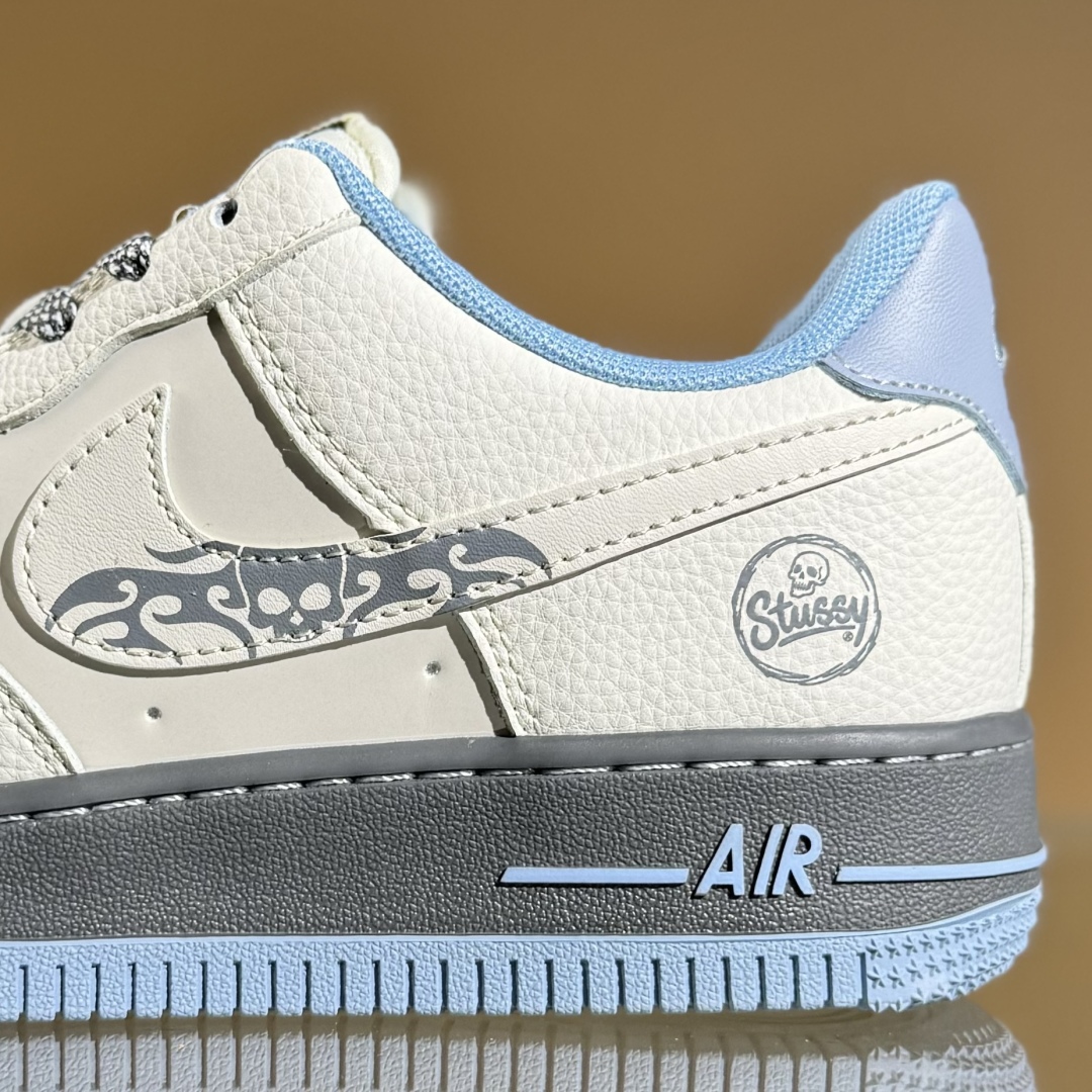 260 Nike Air Force 1'07 Low 斯图西联名 骷髅米灰蓝 空军一号低帮休闲板鞋 QW5606-267