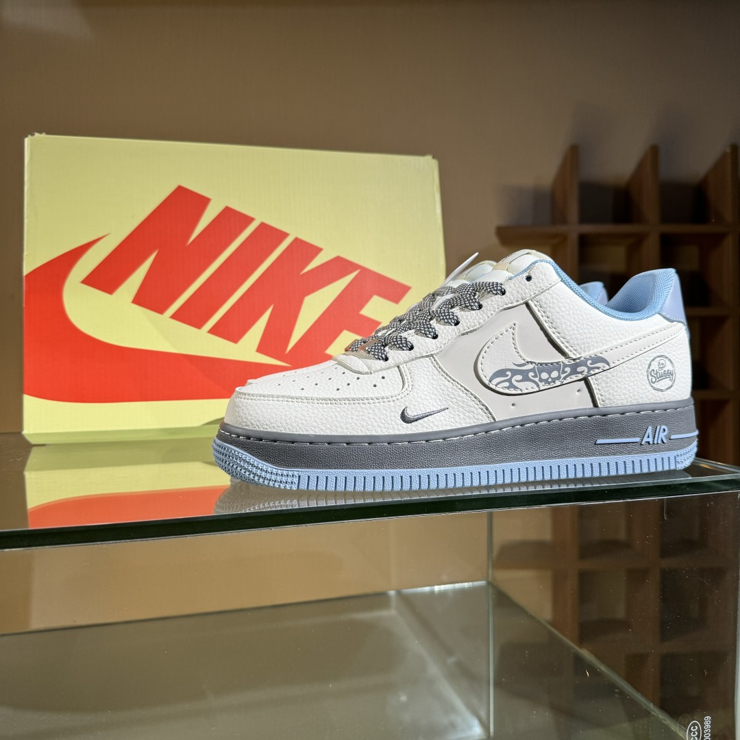 260 Nike Air Force 1'07 Low 斯图西联名 骷髅米灰蓝 空军一号低帮休闲板鞋 QW5606-267
