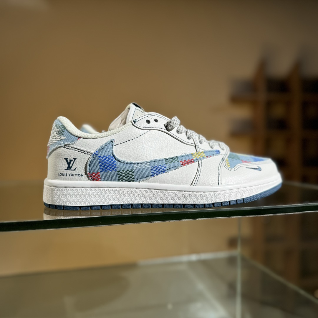 280 Travis Scott x Fragment Design x Air Jordan 1 Low SP AJ1 乔1 LV联名 黑线彩勾 低帮文化休闲板鞋 DZ5899-011