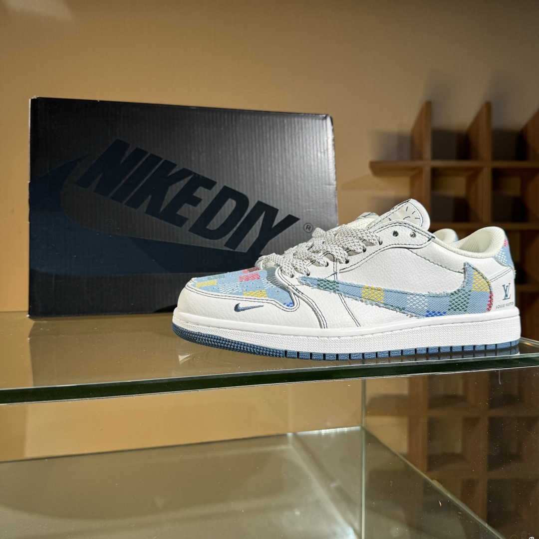 280 Travis Scott x Fragment Design x Air Jordan 1 Low SP AJ1 乔1 LV联名 黑线彩勾 低帮文化休闲板鞋 DZ5899-011