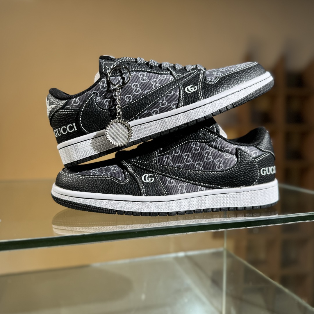 280 Travis Scott x Fragment Design x Air Jordan 1 Low SP AJ1 乔1 古驰联名 黑荔纹 低帮文化休闲板鞋 DZ5899-002