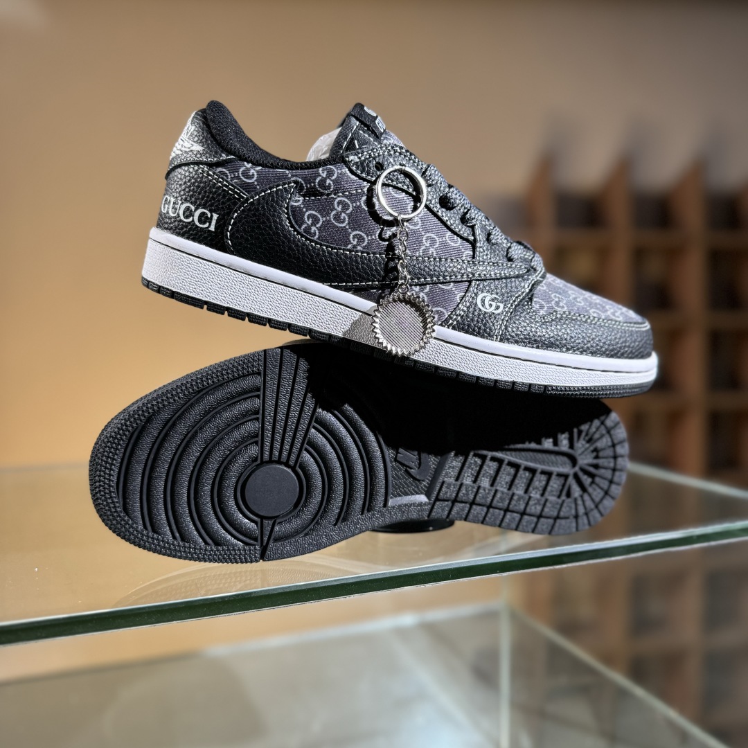 280 Travis Scott x Fragment Design x Air Jordan 1 Low SP AJ1 乔1 古驰联名 黑荔纹 低帮文化休闲板鞋 DZ5899-002