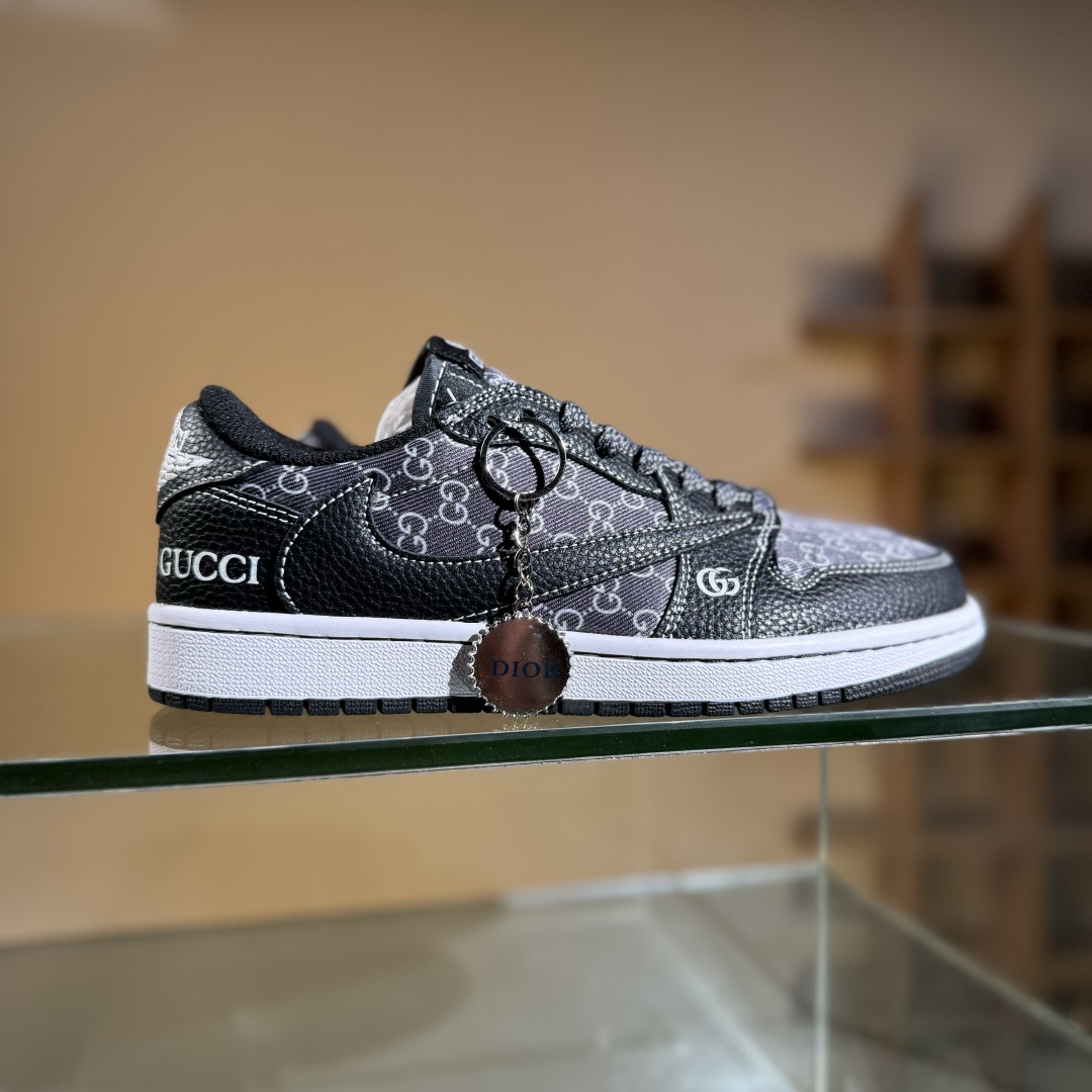 280 Travis Scott x Fragment Design x Air Jordan 1 Low SP AJ1 乔1 古驰联名 黑荔纹 低帮文化休闲板鞋 DZ5899-002