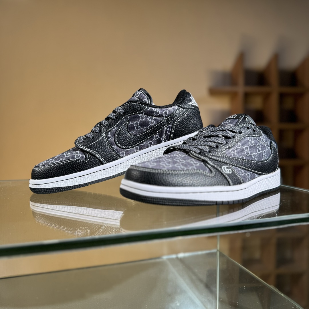 280 Travis Scott x Fragment Design x Air Jordan 1 Low SP AJ1 乔1 古驰联名 黑荔纹 低帮文化休闲板鞋 DZ5899-002