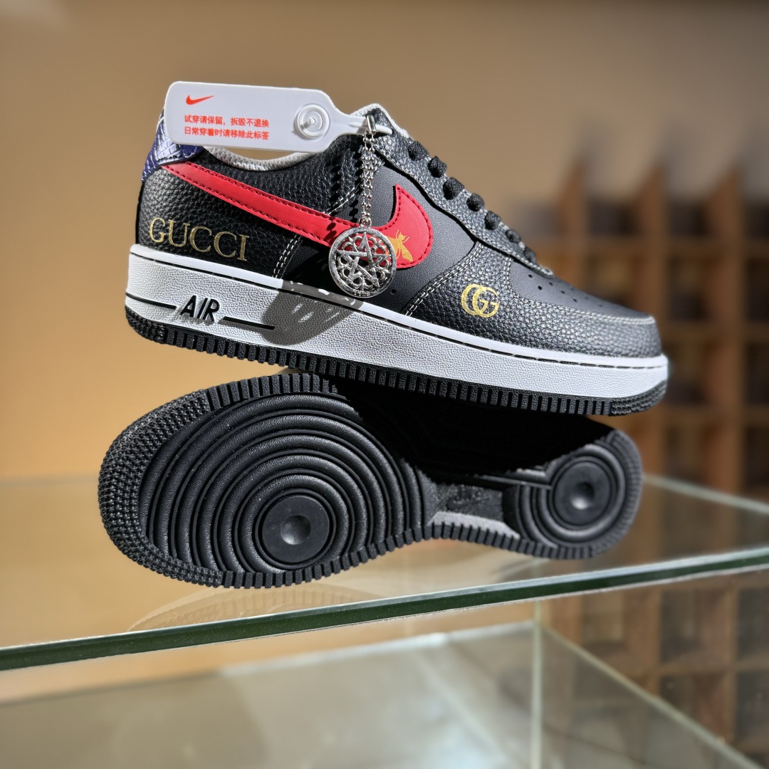 260 Nike Air Force 1'07 Low 古驰联名 黑红勾 空军一号低帮休闲板鞋 AH8462-001