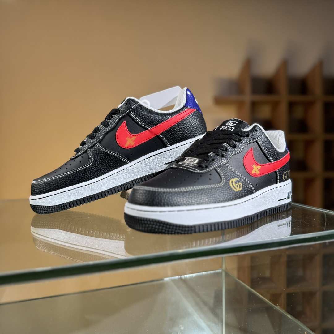 260 Nike Air Force 1'07 Low 古驰联名 黑红勾 空军一号低帮休闲板鞋 AH8462-001