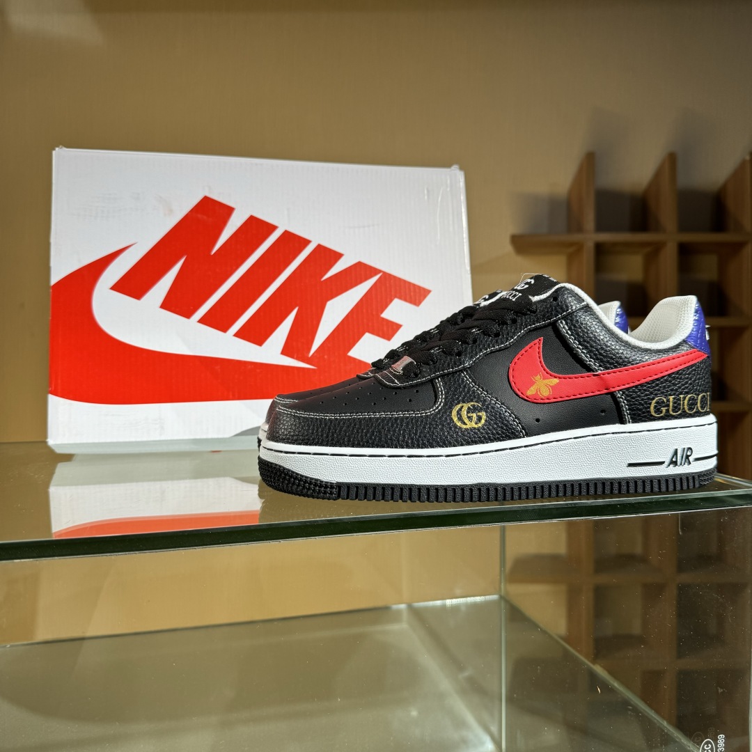 260 Nike Air Force 1'07 Low 古驰联名 黑红勾 空军一号低帮休闲板鞋 AH8462-001