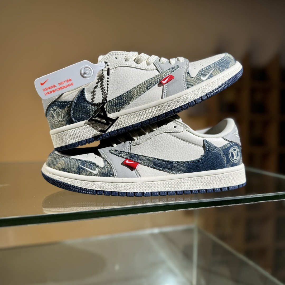 280 Travis Scott x Fragment Design x Air Jordan 1 Low SP AJ1 乔1 LV联名 扎染牛仔 低帮文化休闲板鞋 LD2028-048