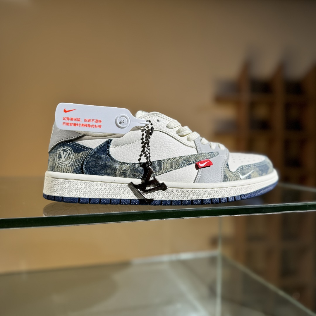 280 Travis Scott x Fragment Design x Air Jordan 1 Low SP AJ1 乔1 LV联名 扎染牛仔 低帮文化休闲板鞋 LD2028-048