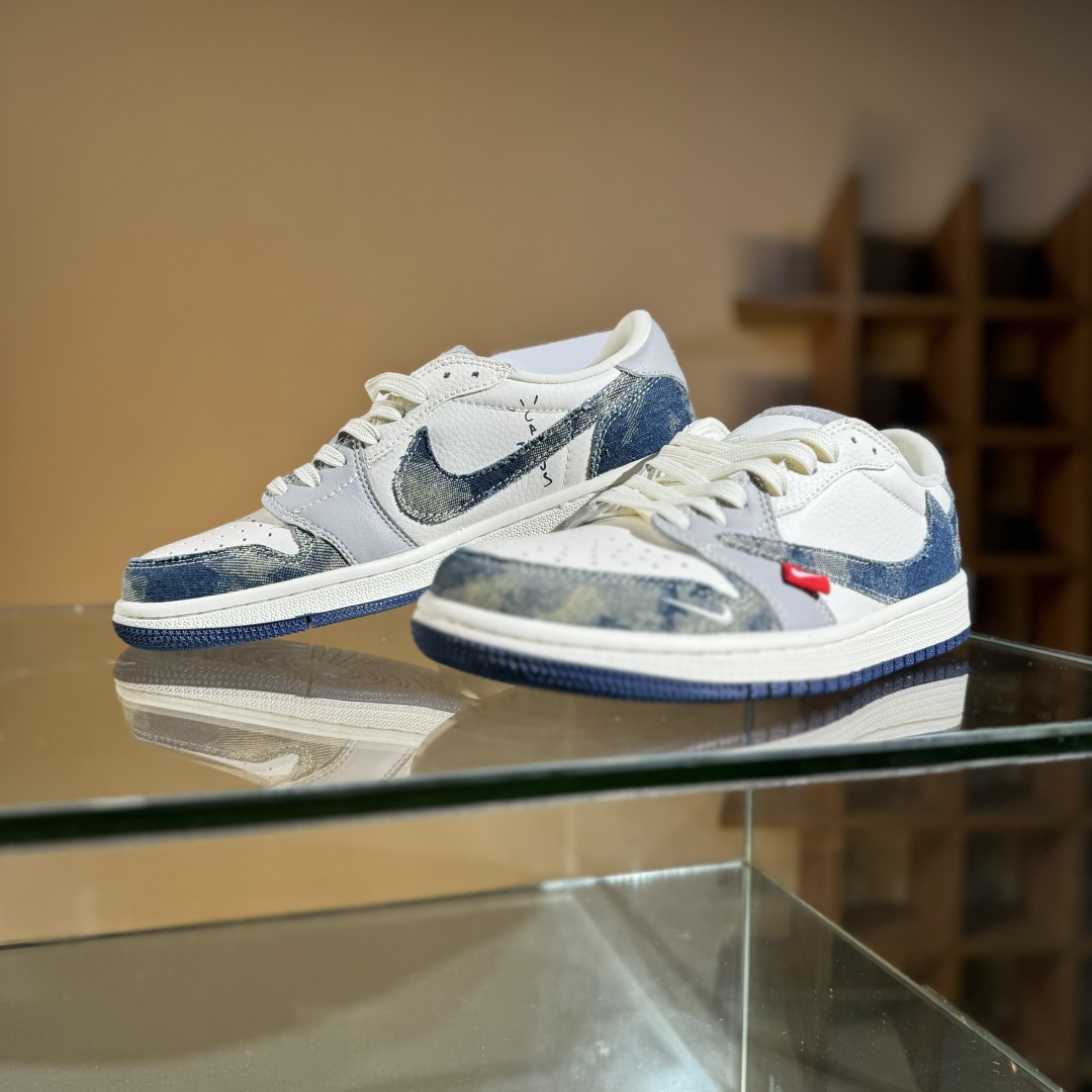 280 Travis Scott x Fragment Design x Air Jordan 1 Low SP AJ1 乔1 LV联名 扎染牛仔 低帮文化休闲板鞋 LD2028-048