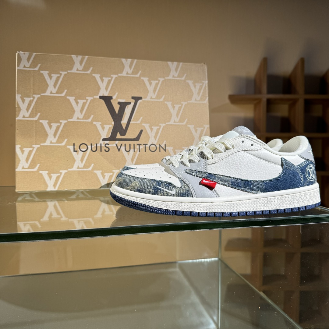 280 Travis Scott x Fragment Design x Air Jordan 1 Low SP AJ1 乔1 LV联名 扎染牛仔 低帮文化休闲板鞋 LD2028-048