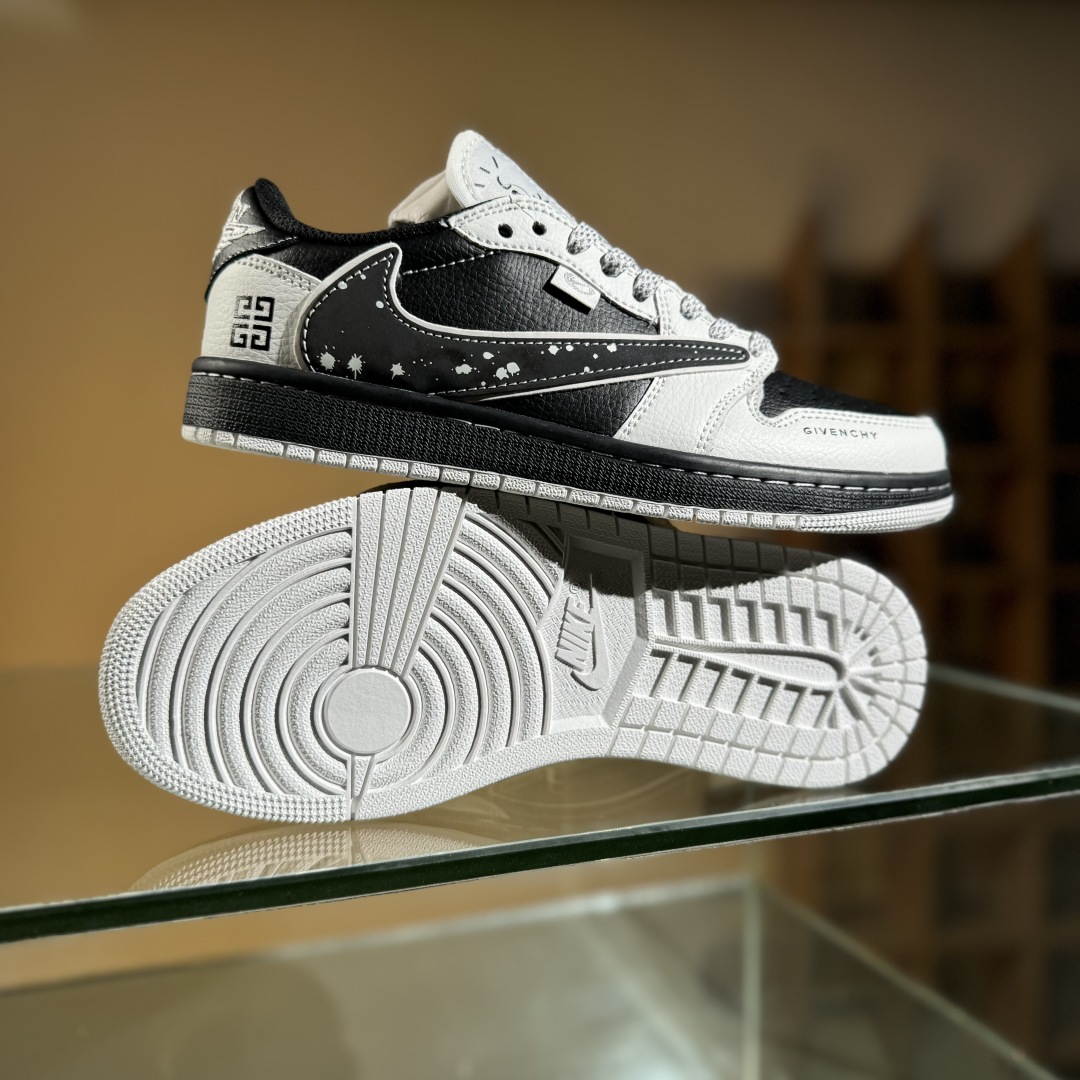 280 Travis Scott x Fragment Design x Air Jordan 1 Low SP AJ1 乔1 纪梵希联名 泼墨米黑 低帮文化休闲板鞋 DZ5899-005