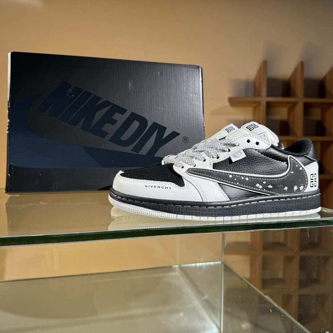 280 Travis Scott x Fragment Design x Air Jordan 1 Low SP AJ1 乔1 纪梵希联名 泼墨米黑 低帮文化休闲板鞋 DZ5899-005