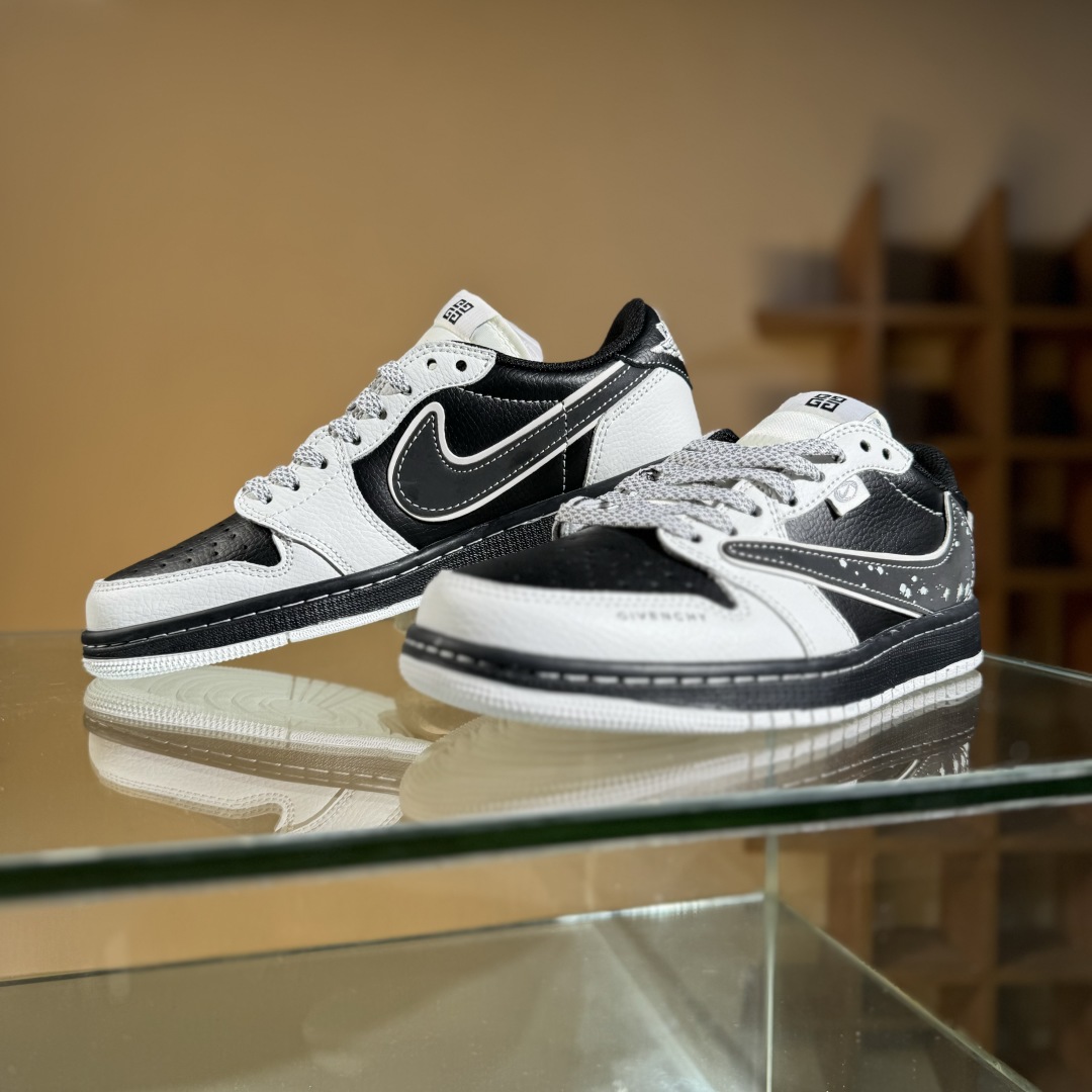 280 Travis Scott x Fragment Design x Air Jordan 1 Low SP AJ1 乔1 纪梵希联名 泼墨米黑 低帮文化休闲板鞋 DZ5899-005