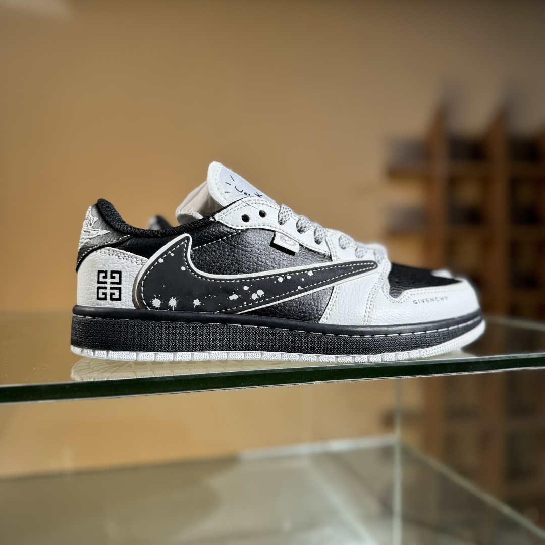 280 Travis Scott x Fragment Design x Air Jordan 1 Low SP AJ1 乔1 纪梵希联名 泼墨米黑 低帮文化休闲板鞋 DZ5899-005