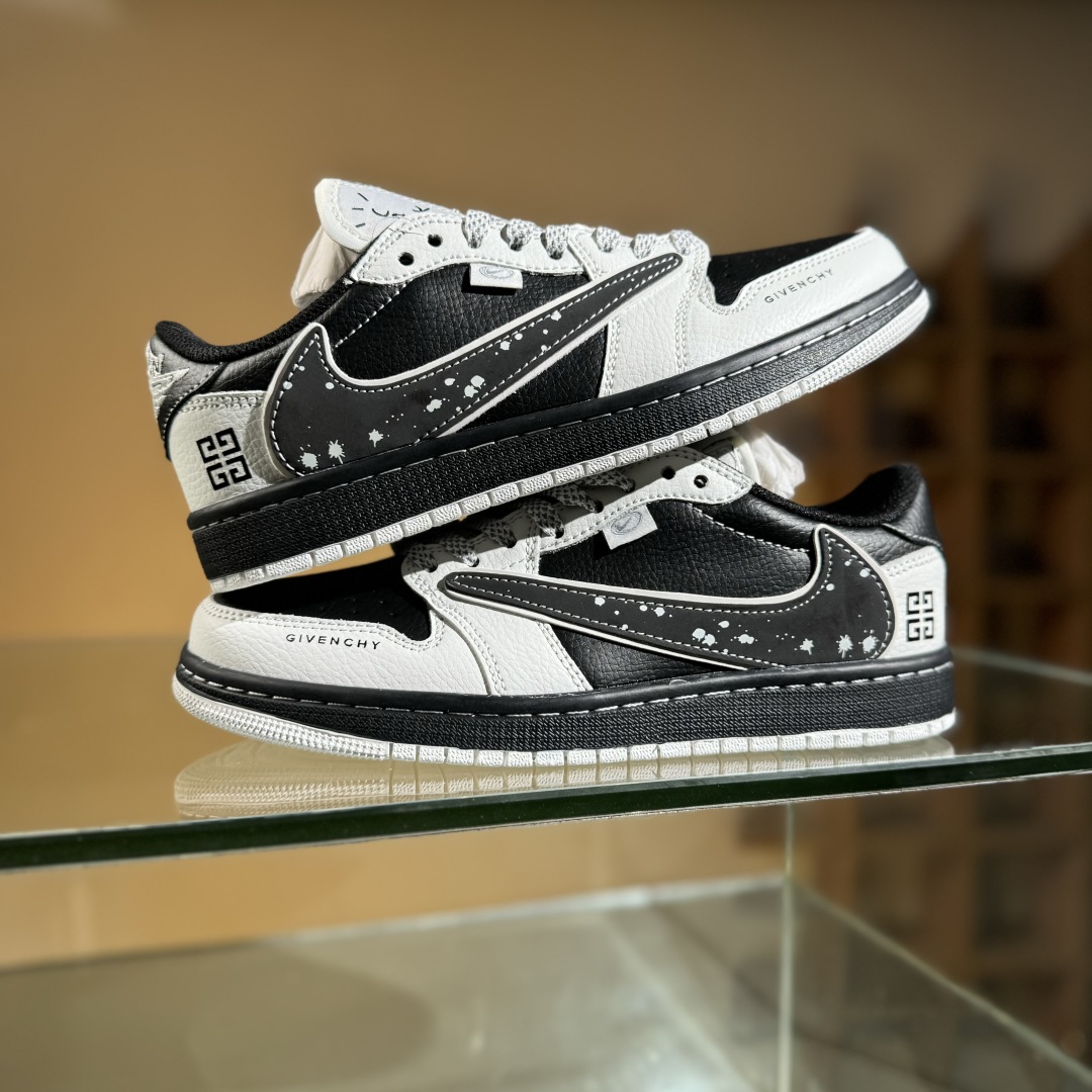 280 Travis Scott x Fragment Design x Air Jordan 1 Low SP AJ1 乔1 纪梵希联名 泼墨米黑 低帮文化休闲板鞋 DZ5899-005