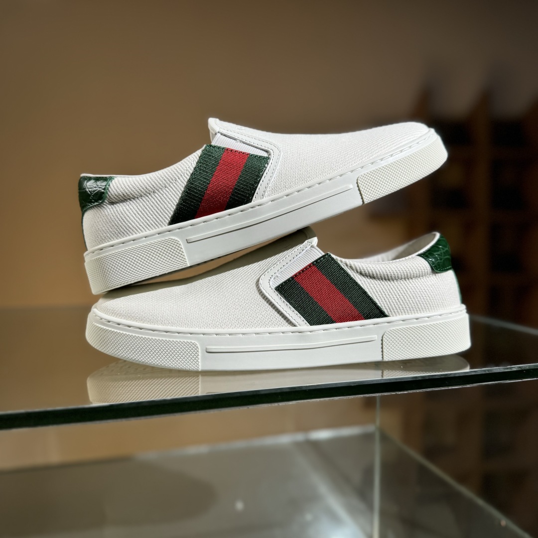 320 GUCCI古驰 ACE Uomo 织物 圆头一脚蹬 休闲鞋