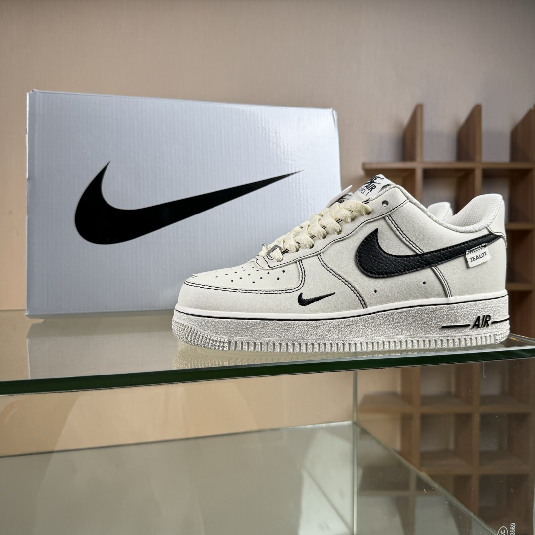 260 Nike Air Force 1'07 Low 做旧黑勾 空军一号低帮休闲板鞋 ZH0316-093
