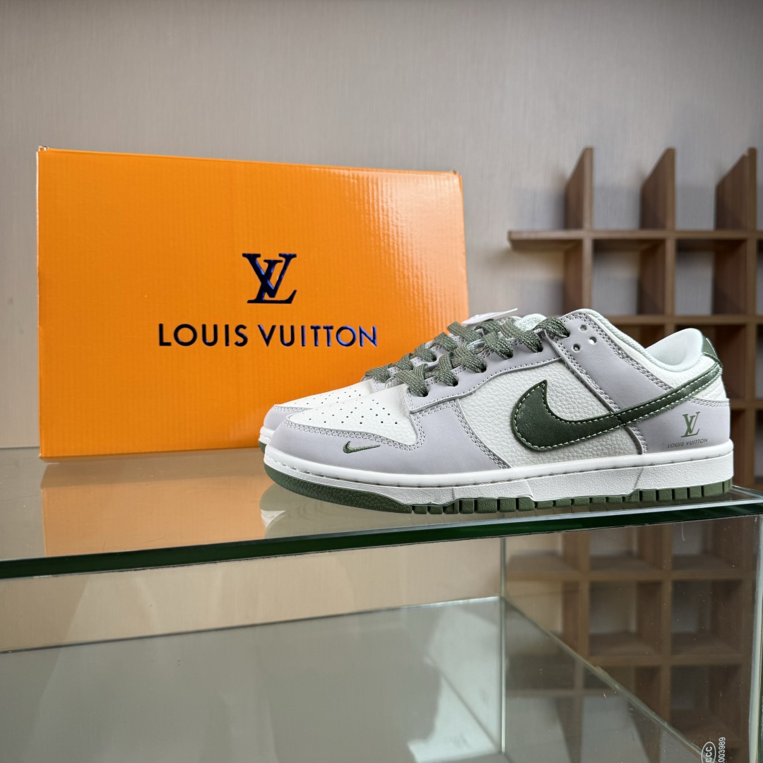280 Nike SB Dunk Low LV联名 米灰军绿拼接  低帮休闲板鞋 JP1628-031