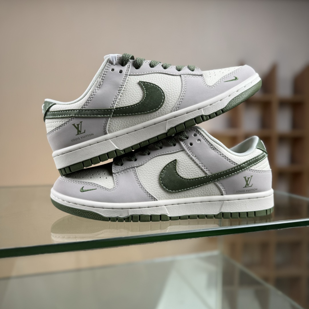 280 Nike SB Dunk Low LV联名 米灰军绿拼接  低帮休闲板鞋 JP1628-031