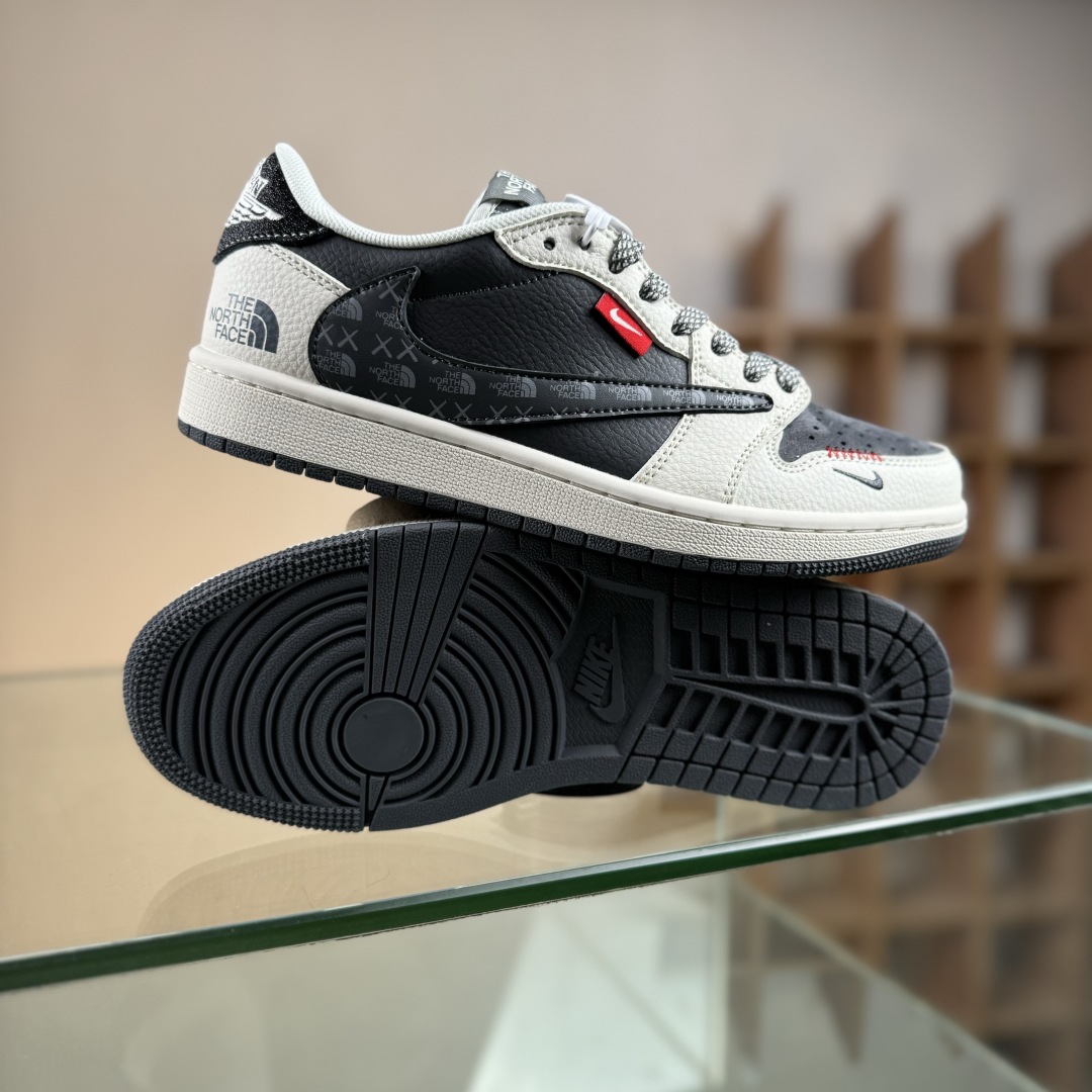 280 Travis Scott x Fragment Design x Air Jordan 1 Low SP AJ1 乔1 北面联名 印花米黑织标 低帮文化休闲板鞋 QW5088-205