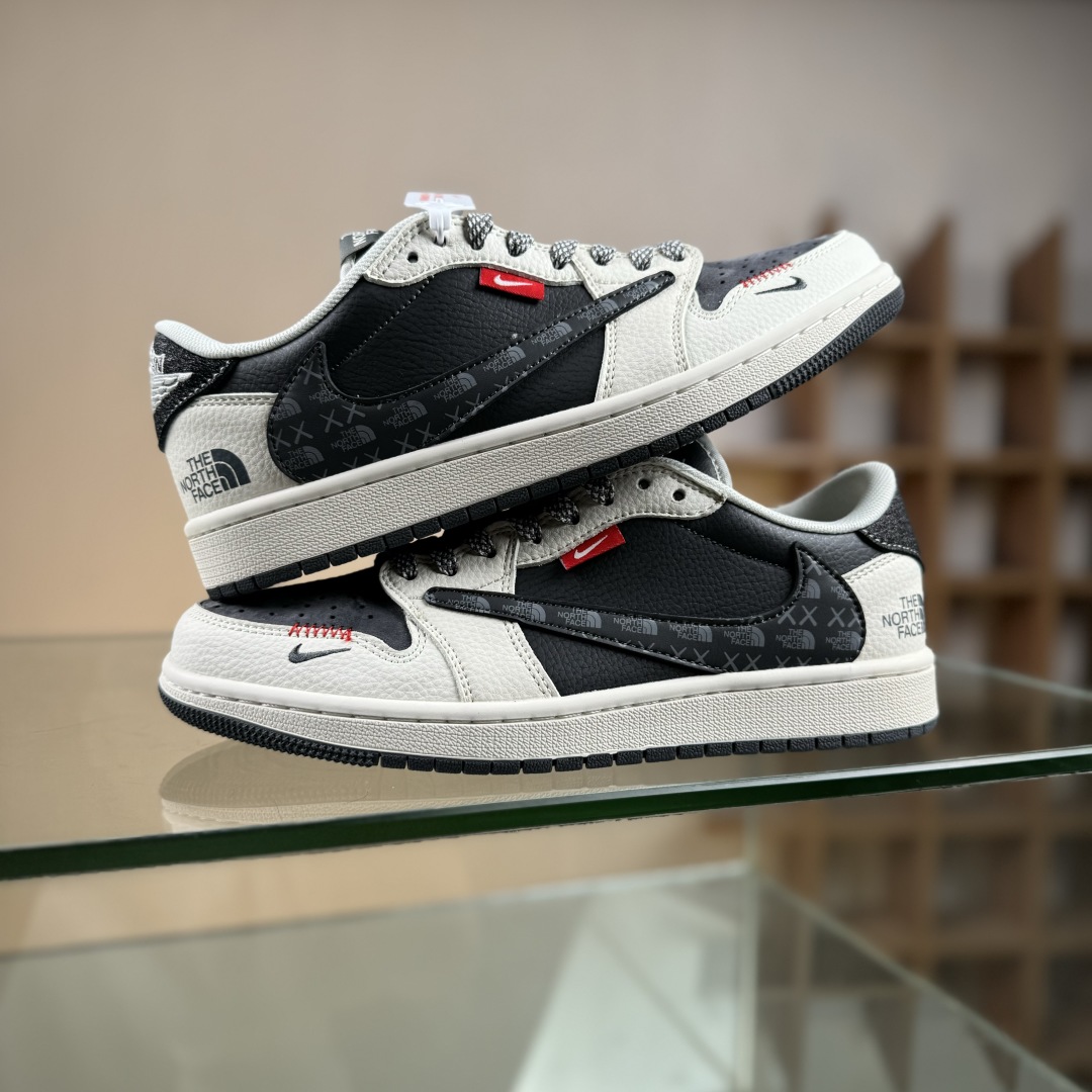280 Travis Scott x Fragment Design x Air Jordan 1 Low SP AJ1 乔1 北面联名 印花米黑织标 低帮文化休闲板鞋 QW5088-205