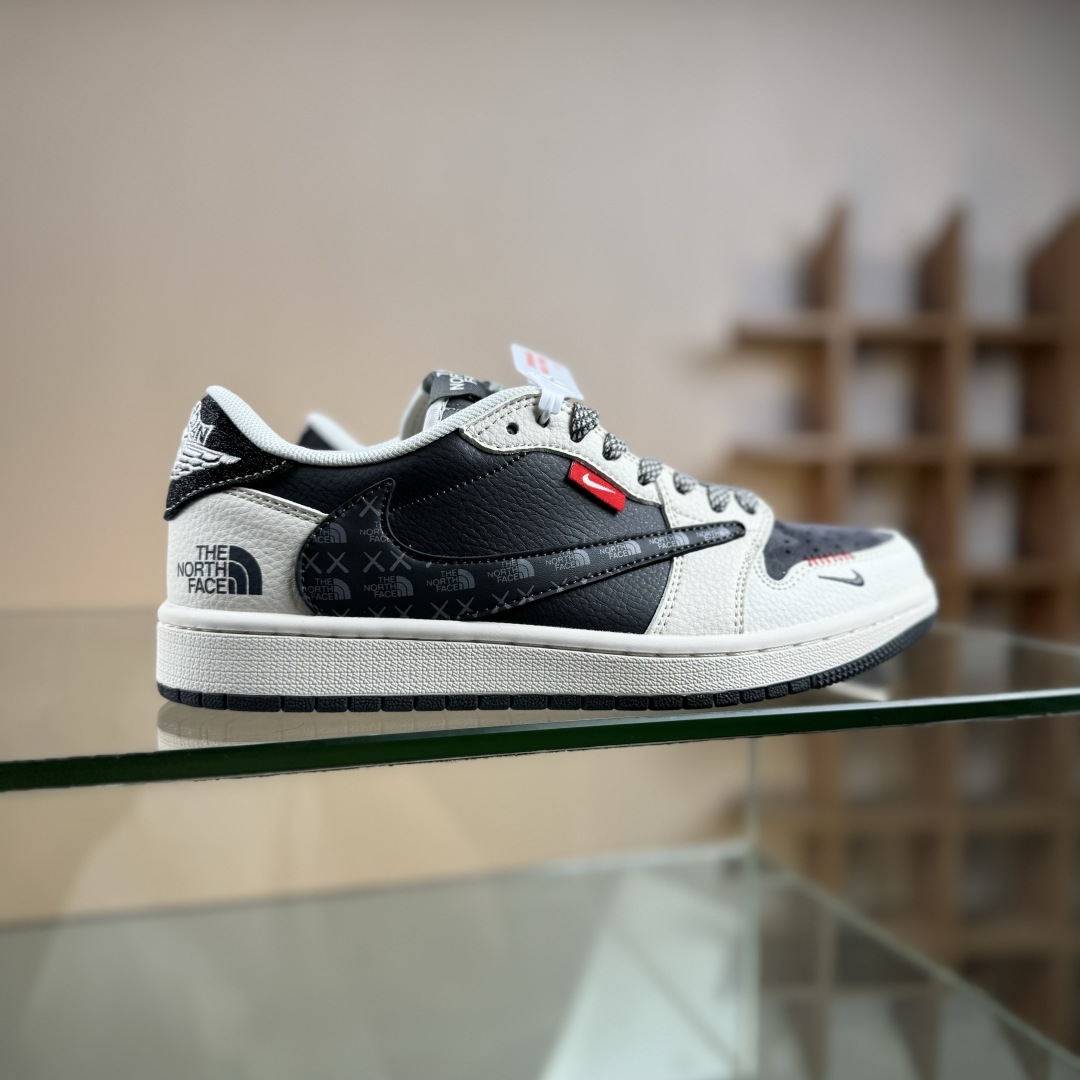 280 Travis Scott x Fragment Design x Air Jordan 1 Low SP AJ1 乔1 北面联名 印花米黑织标 低帮文化休闲板鞋 QW5088-205