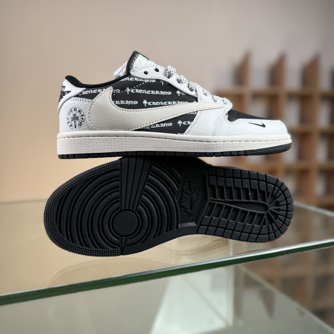 280 Travis Scott x Fragment Design x Air Jordan 1 Low SP AJ1 乔1 克罗心联名 黑白字母 低帮文化休闲板鞋  DZ5899-010