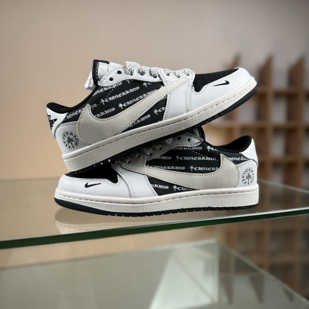 280 Travis Scott x Fragment Design x Air Jordan 1 Low SP AJ1 乔1 克罗心联名 黑白字母 低帮文化休闲板鞋  DZ5899-010