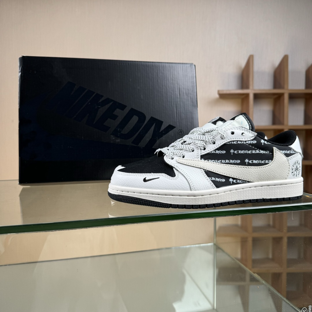280 Travis Scott x Fragment Design x Air Jordan 1 Low SP AJ1 乔1 克罗心联名 黑白字母 低帮文化休闲板鞋  DZ5899-010