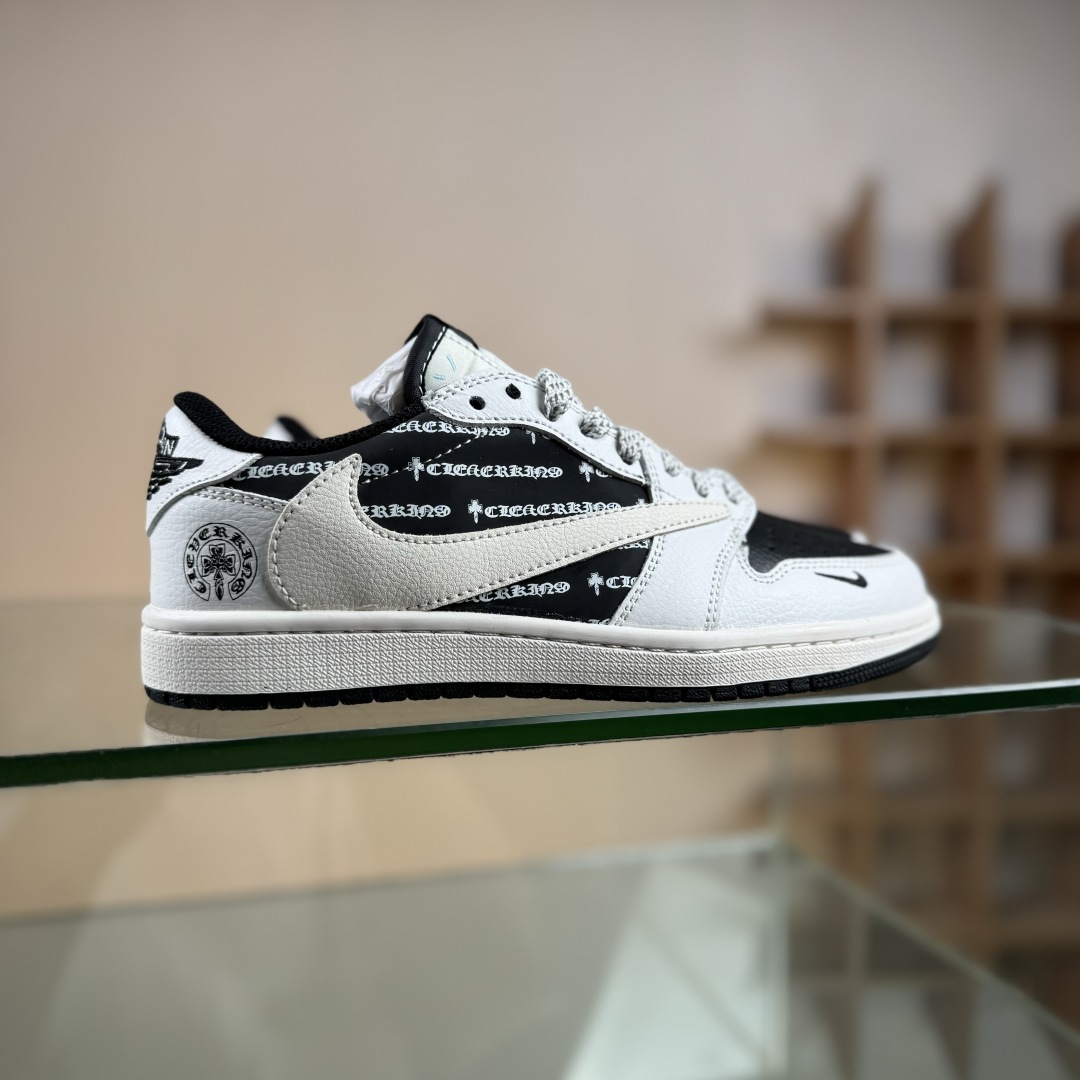 280 Travis Scott x Fragment Design x Air Jordan 1 Low SP AJ1 乔1 克罗心联名 黑白字母 低帮文化休闲板鞋  DZ5899-010