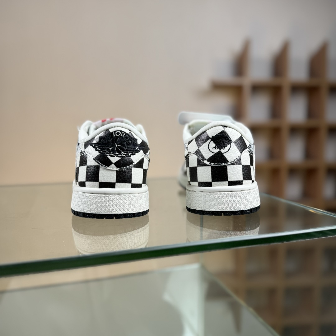 280 Travis Scott x Fragment Design x Air Jordan 1 Low SP AJ1 乔1 LV联名 黑白格牛仔 低帮文化休闲板鞋  LD2028-043