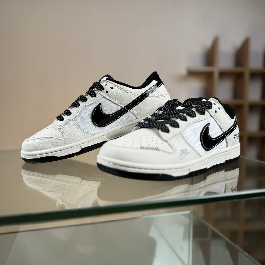 280 Nike SB Dunk Low 斯图西联名 织布米黑勾  低帮休闲板鞋 QW5836-011